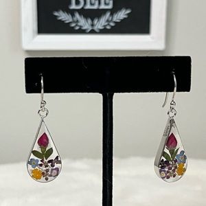 Unique Sterling Silver Pressed Flower Earrings